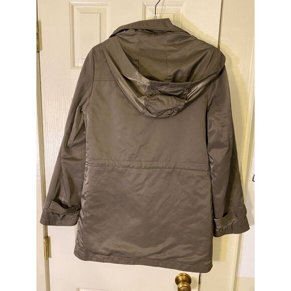 Tahari Quilted Ruffle Zip Coat, Hooded Jacket, Sz Medium - Picture 3 of 14